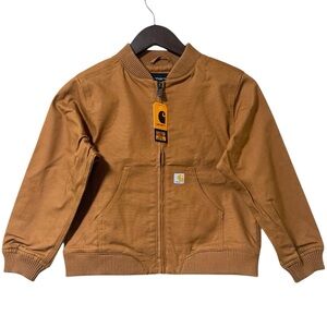 Carhartt Kids’ Rugged Flex Canvas Bomber Jacket - Carhartt Brown Size XS